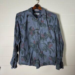 Tommy Bahama Long Sleeve Button up Denim Color Tropical Size Large